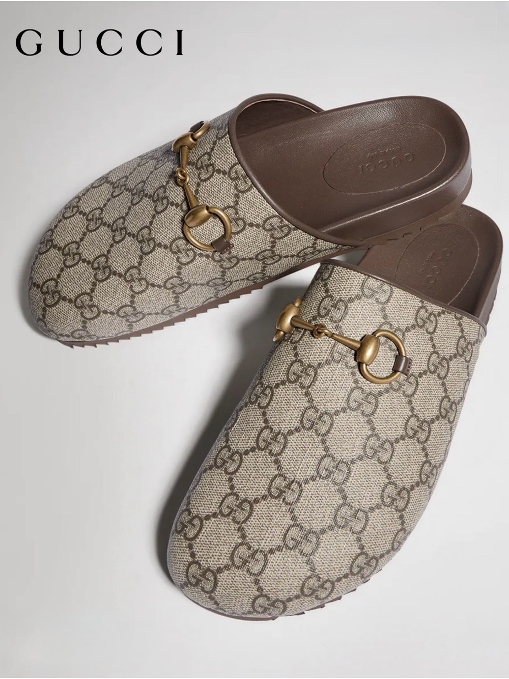 Gucci Beige GG Canvas Horsebit Mule Clog